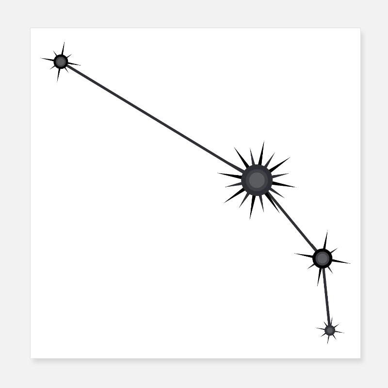 Widder Stern Sternbild Sternzeichen Schwarz & Grau Poster 20x20 cm