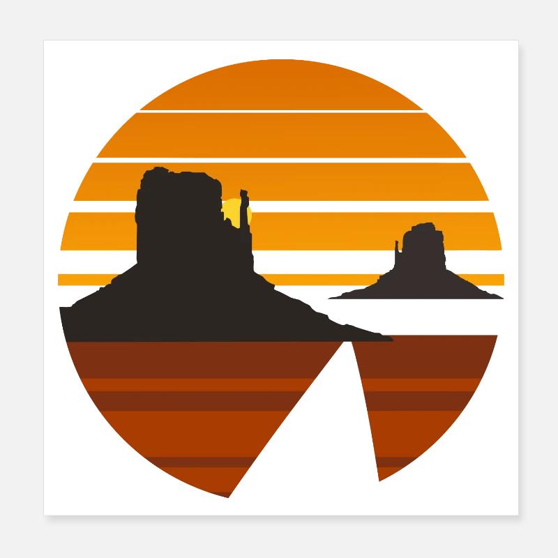 Coucher de soleil dans le désert Silhouette Design Poster 20 x 20 cm