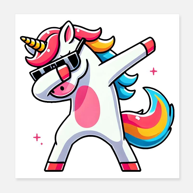 Dab Einhorn Dabbing Einhörner Unicorn Mädchen Poster 20x20 cm