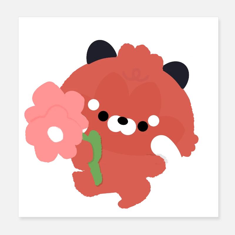 Romantischer Roter Panda Poster 20x20 cm
