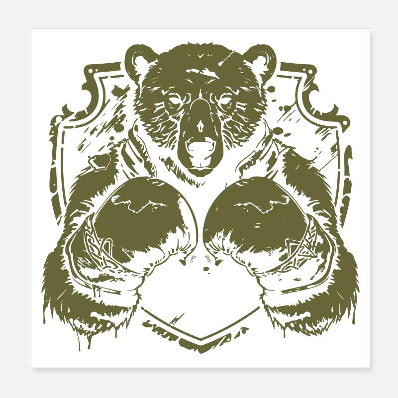 Ours Boxeur Poster 20 x 20 cm