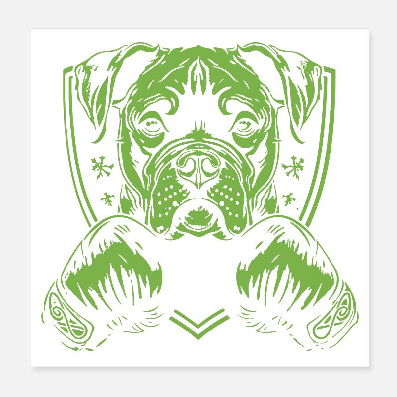Hund Boxer - Poster 20x20 cm - Weiß