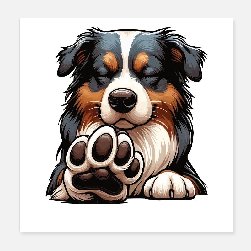 Talk to the paw Australian Shepherd Aussie Poster 8" x 8" (20x20 cm)
