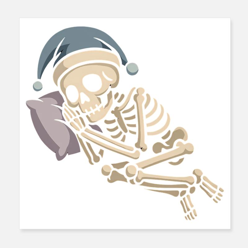 Skeleton with Santa hat Poster 8" x 8" (20x20 cm)