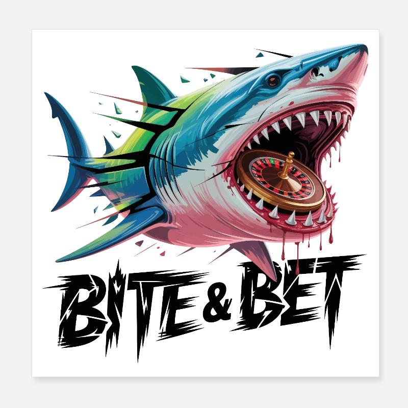 Shark Roulette Bite Poster 8" x 8" (20x20 cm)