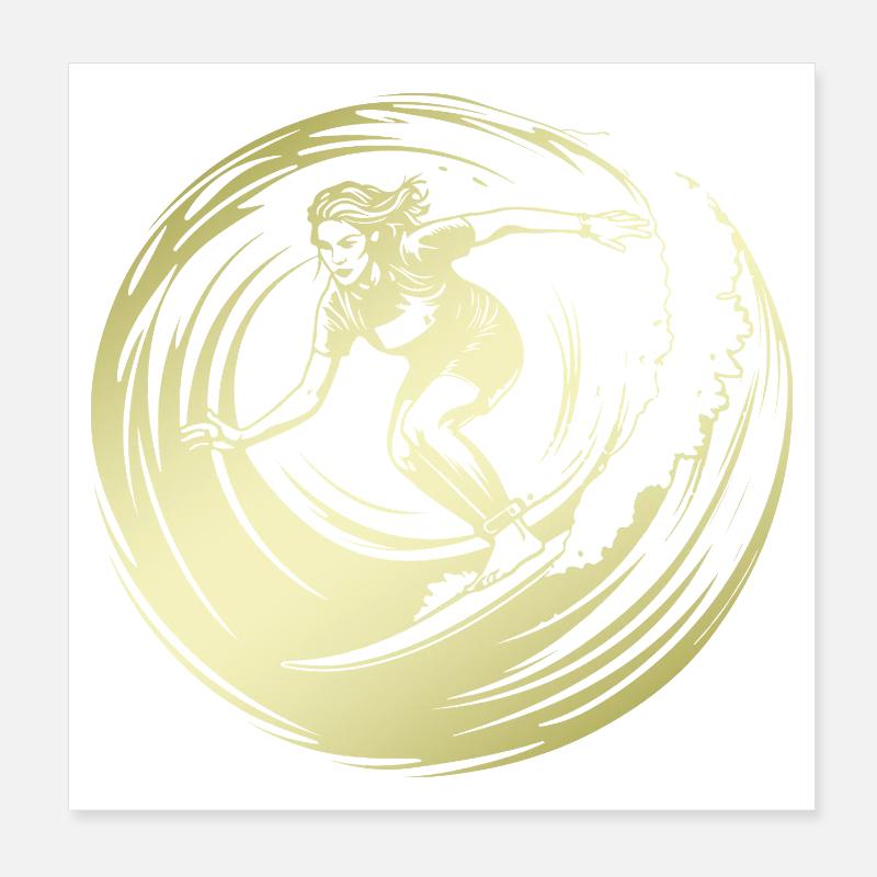 Surfer Silhouette Surfing Poster 20x20 cm