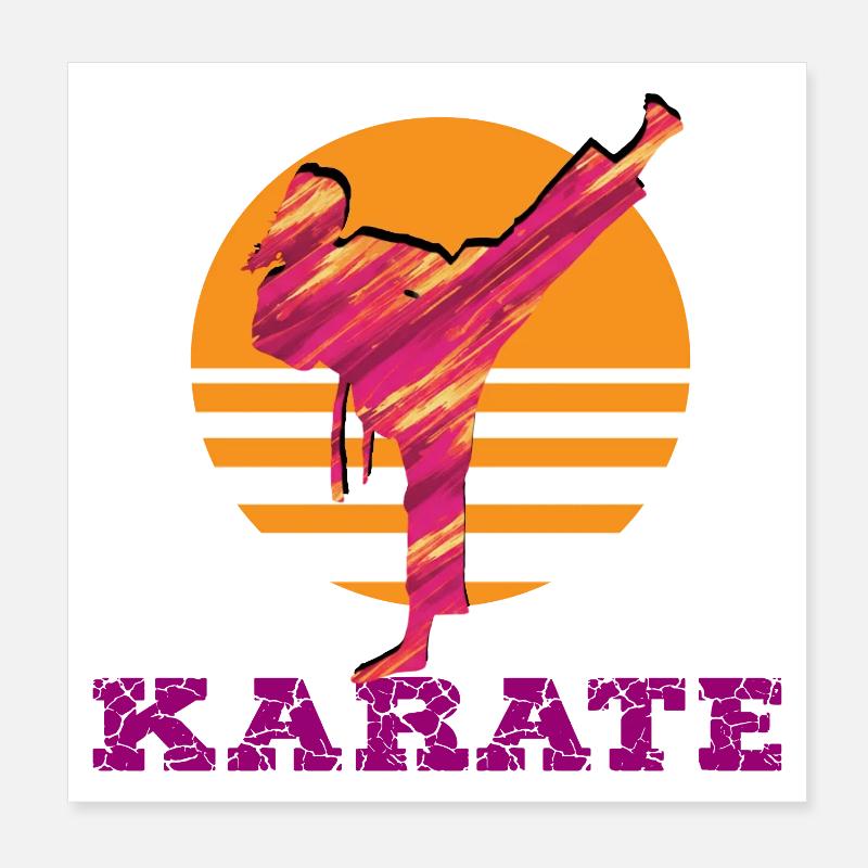 Karaté Coucher de soleil Silhouette Poster 20 x 20 cm
