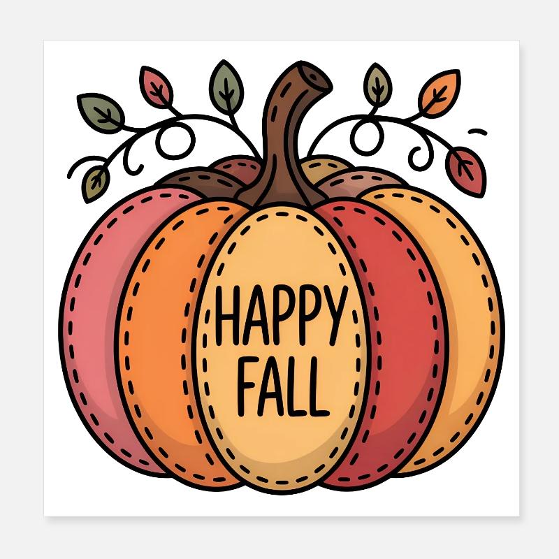 Happy Fall Pumpkin Patch Poster 8" x 8" (20x20 cm)