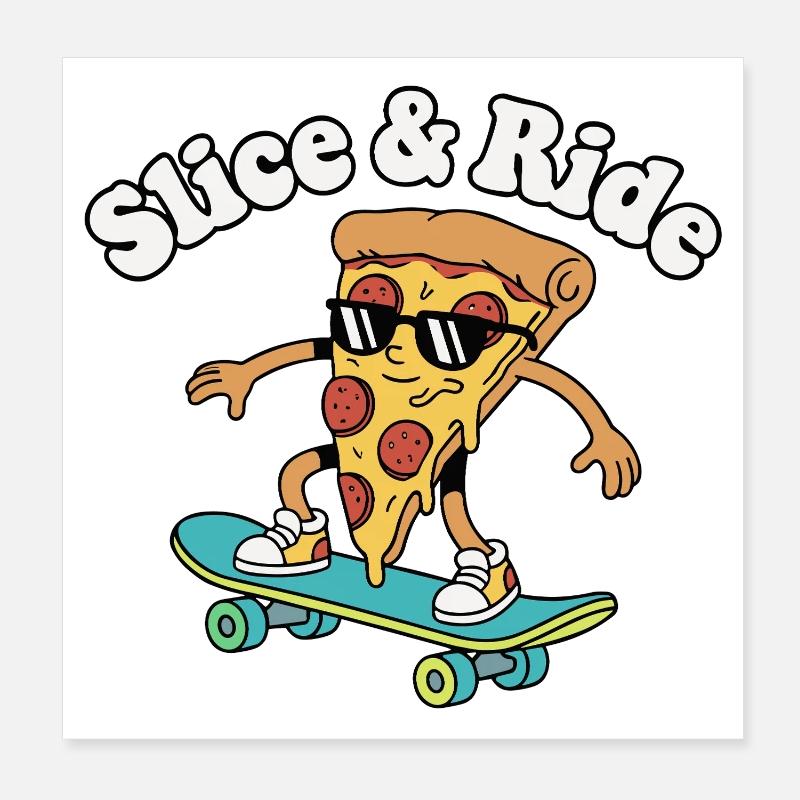 Slice & Ride Skatepizza Poster 20x20 cm