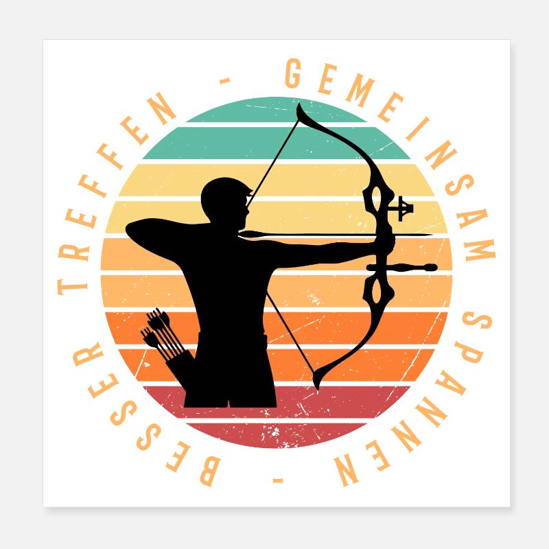 Archer au coucher du soleil - Poster 20 x 20 cm - blanc
