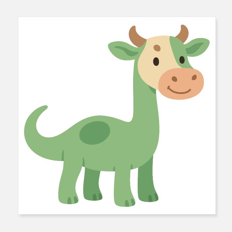 Dinosaur with cowhide head Poster 8" x 8" (20x20 cm)