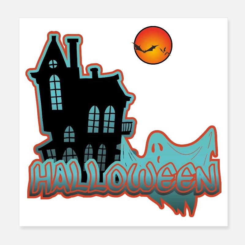 Maison Hantée Nuit Digitale Poster 20 x 20 cm