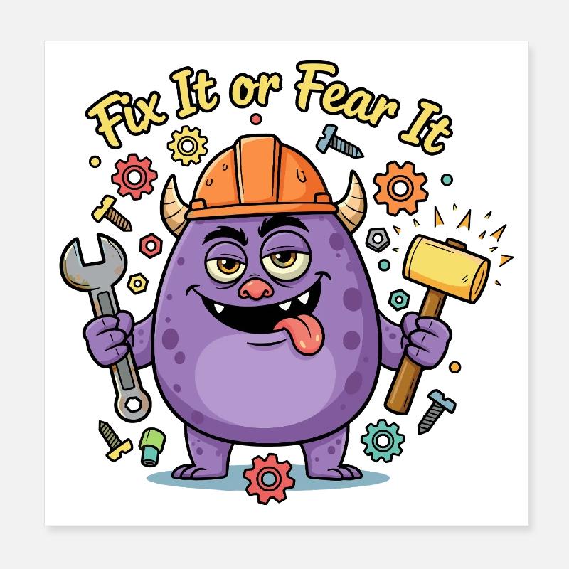 Réparez-le ou craignez-le Construire un monstre Poster 20 x 20 cm