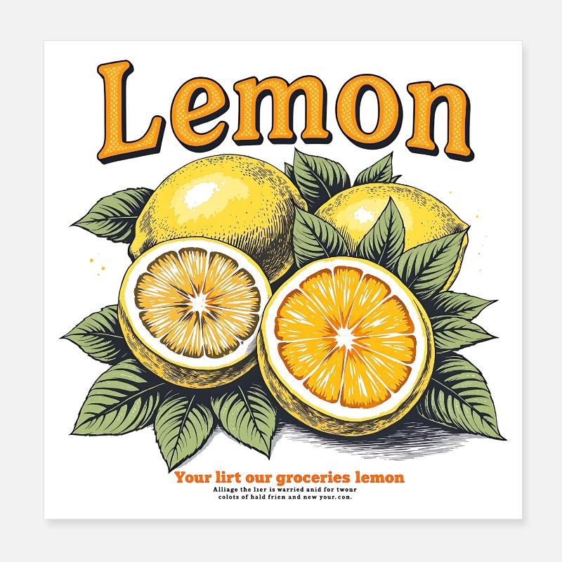 Vintage Lemon Poster 8" x 8" (20x20 cm)