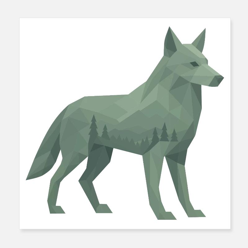 Geometric Wolf Poster 8" x 8" (20x20 cm)