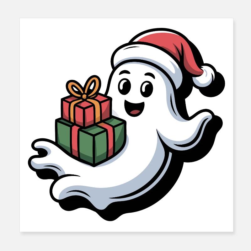 Weihnachtsgeist mit Geschenken Poster 20x20 cm