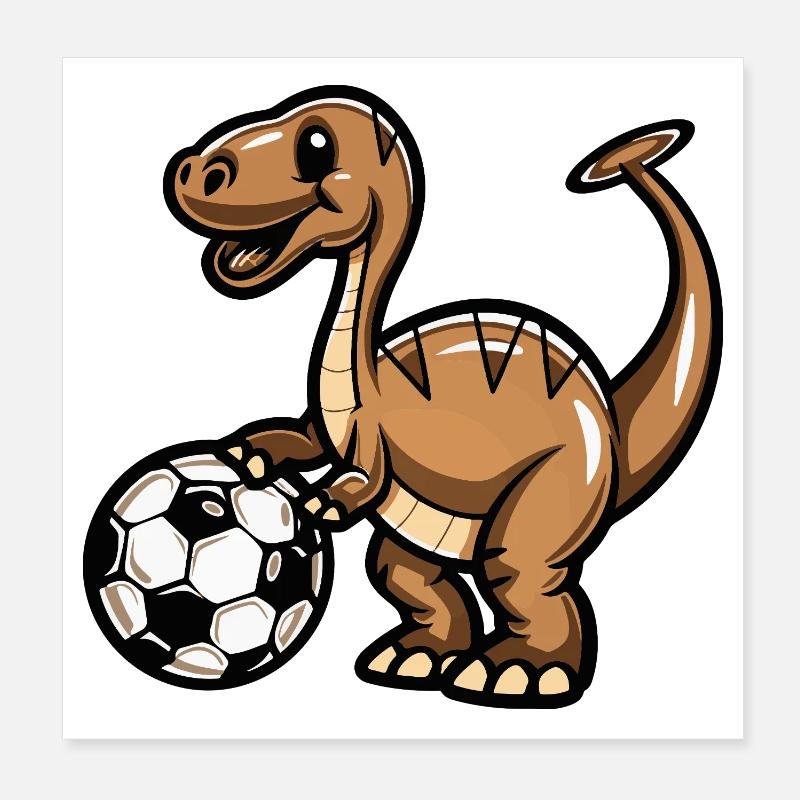 Dino Soccer Comic Poster 20x20 cm