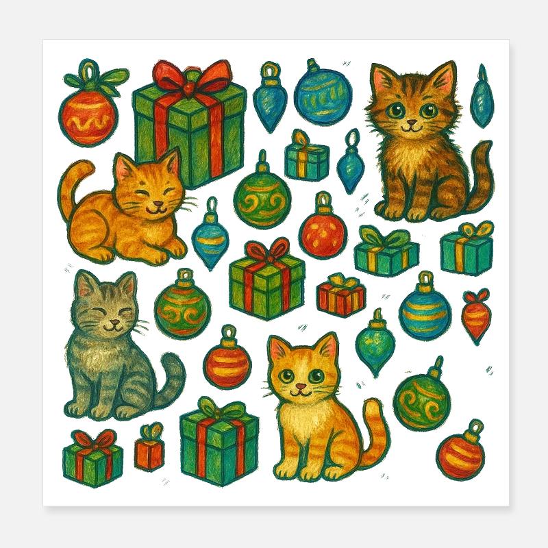 Festliches Kätzchen-Geschenkmuster Poster 20x20 cm
