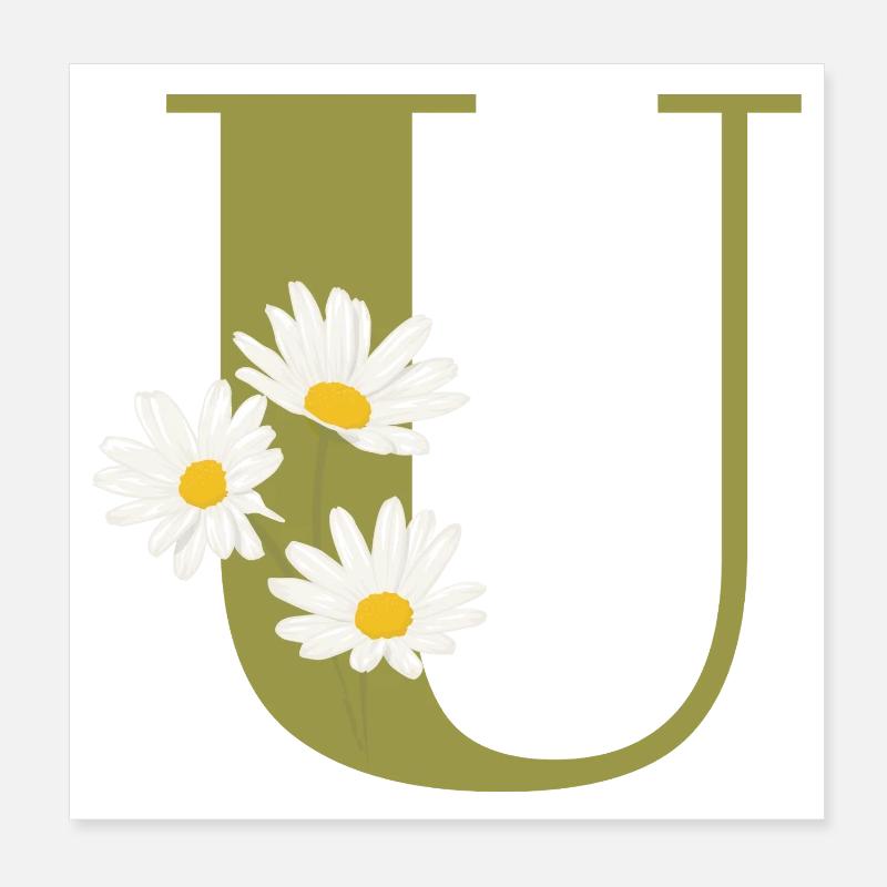 Green daisies u letter Poster 8" x 8" (20x20 cm)
