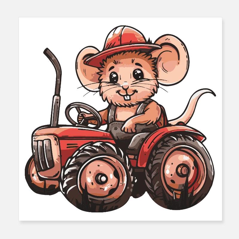 Maus Traktor Farmer Poster 20x20 cm