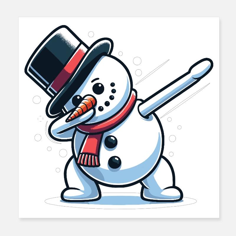 Dabbing Christmas Snowman Dab Christmas Poster 8" x 8" (20x20 cm)