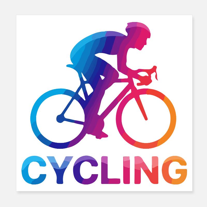 Rainbow Cyclist Silhouette Poster 20x20 cm
