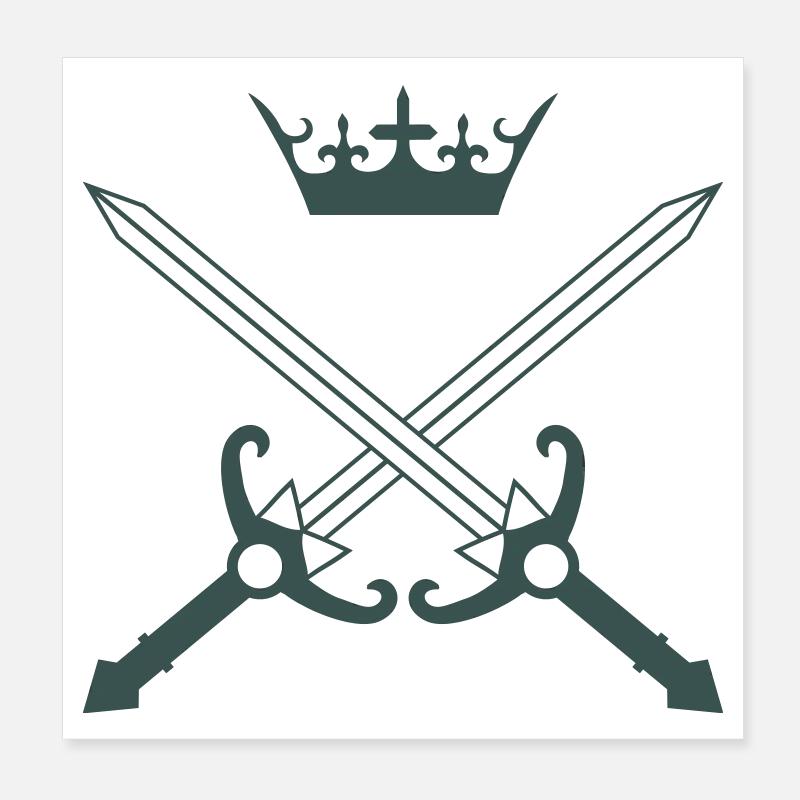 Crossing Swords with Crown Poster 8" x 8" (20x20 cm)