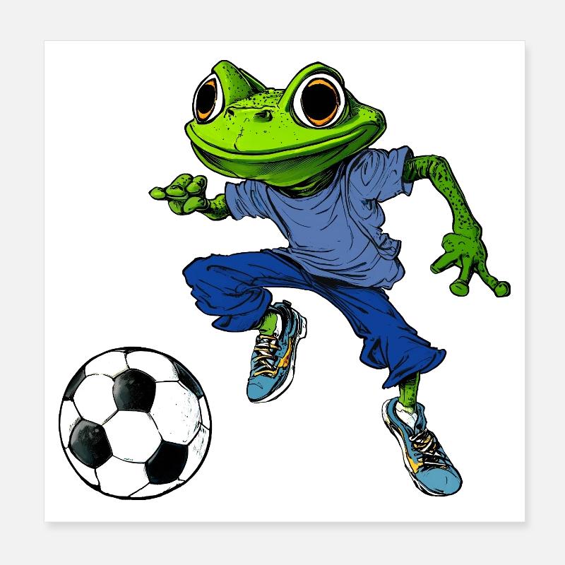 Soccer Frog Poster 20 x 20 cm