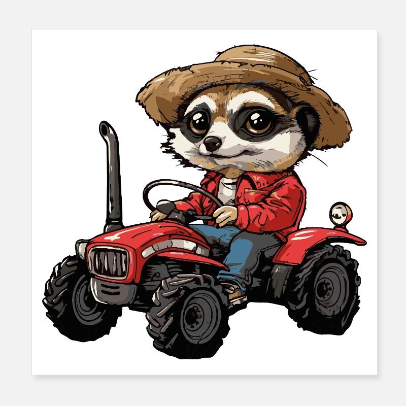Fermier de tracteurs suricates Poster 20 x 20 cm
