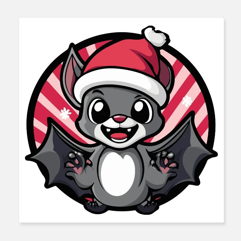 Kawaii Weihnachtsfledermaus Poster 20x20 cm