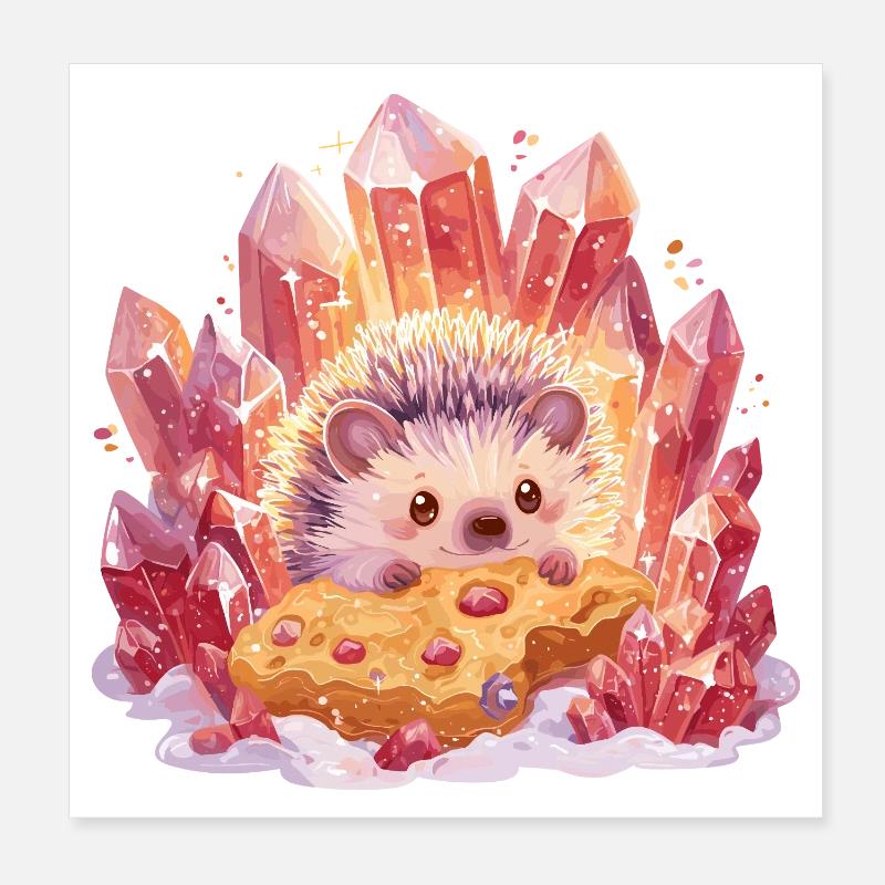Kristall-Igel mit Cookie Poster 20x20 cm