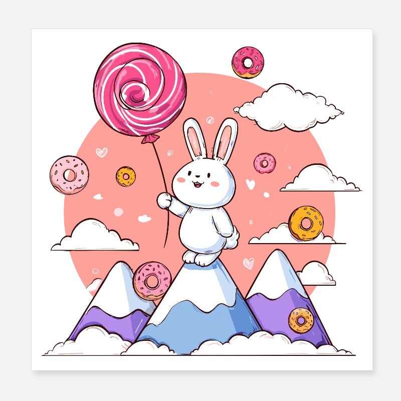 Sugar-sweet bunny on sugar summit Poster 8" x 8" (20x20 cm)