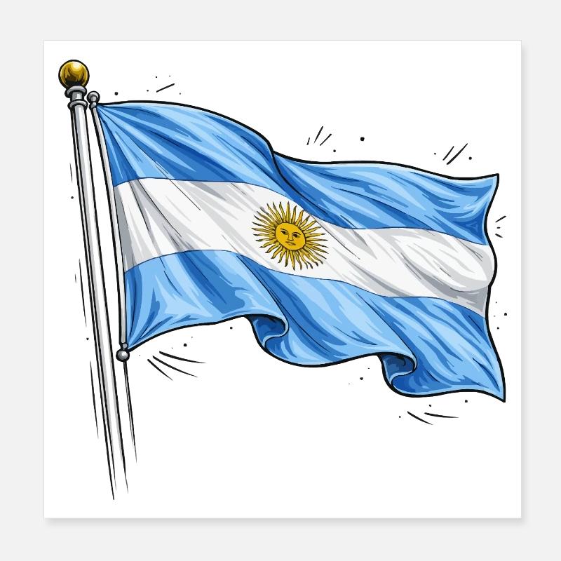 Argentinien Flagge Poster 20x20 cm