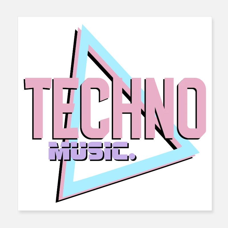 Logo rétro Techno Neon Poster 20 x 20 cm