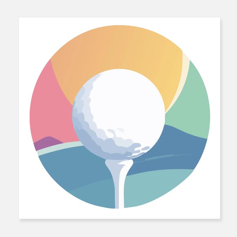 Balle de golf dans un motif discret de golf coloré coloré Poster 20 x 20 cm