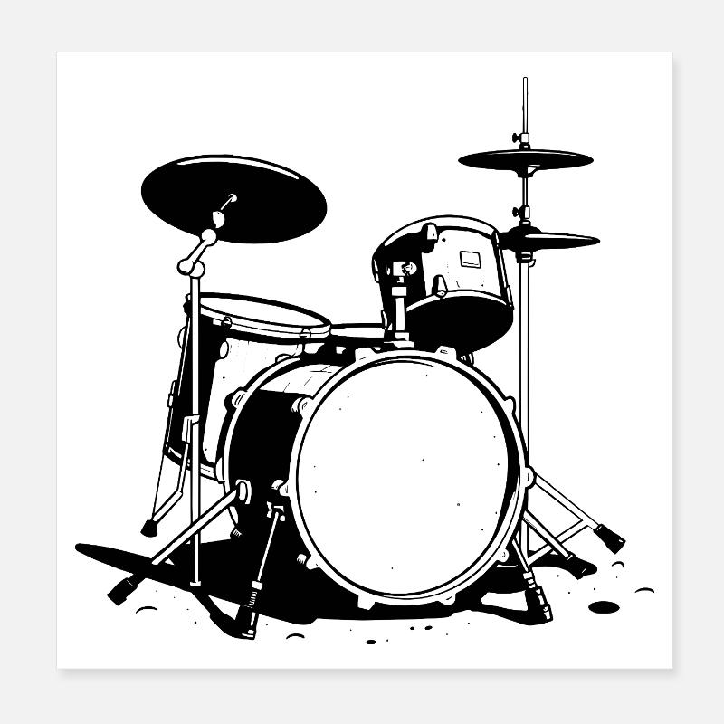 Drum Sketch Poster 8" x 8" (20x20 cm)