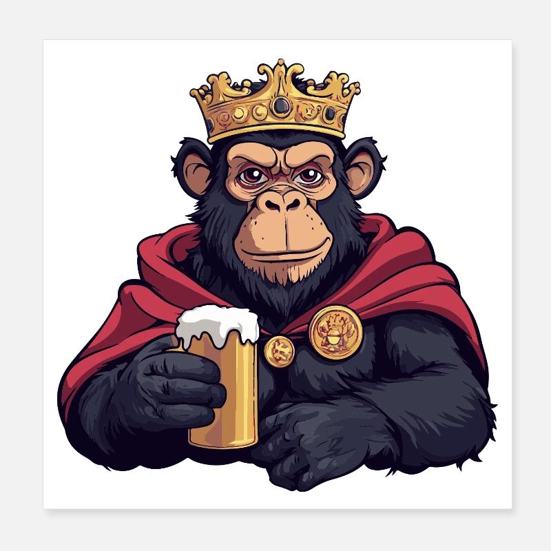 Roi de la Bière Singe Poster 20 x 20 cm