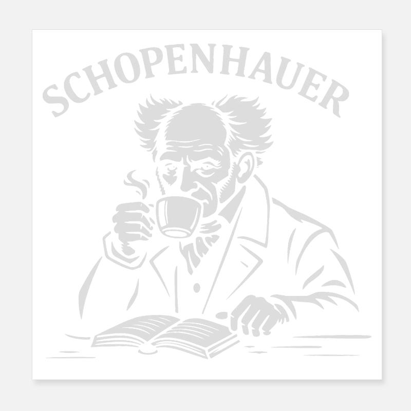 Arthur Schopenhauer trinkt Kaffee Poster 20x20 cm