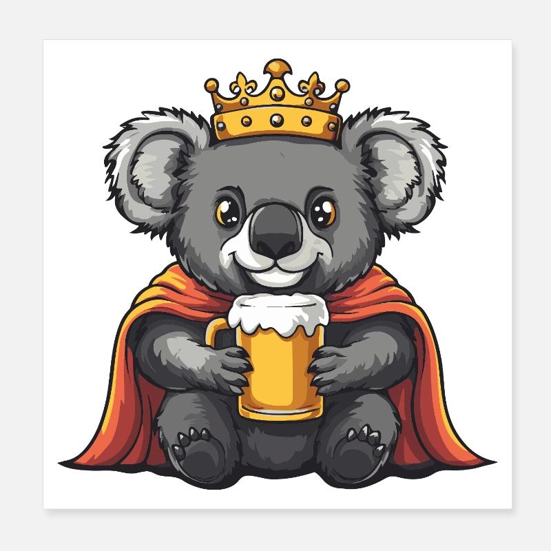 Roi de la Bière Koala Poster 20 x 20 cm