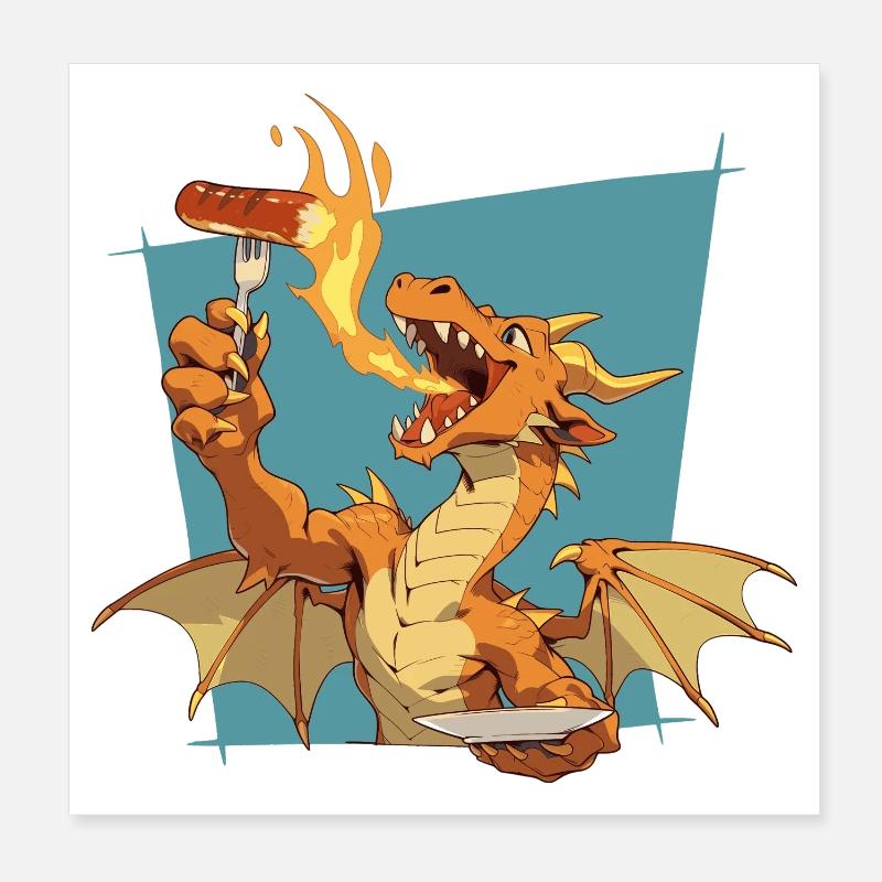 Dragon BBQ au souffle de feu Poster 20 x 20 cm