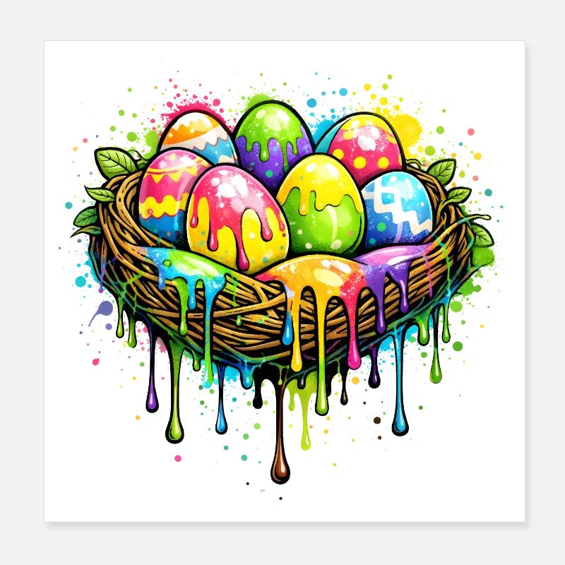 Buntes Osternest im Graffiti Stil  Poster 20x20 cm