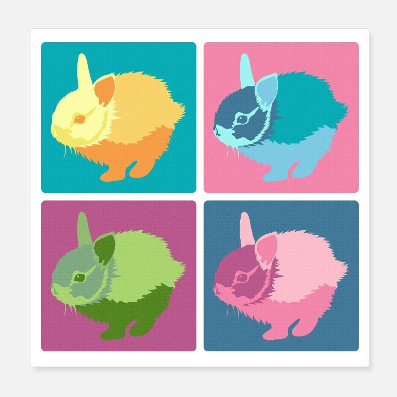Ensemble de blocs de couleur Pop Art Rabbit Poster 20 x 20 cm