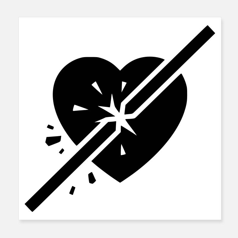 Broken Heart Cracked Cut Poster 8" x 8" (20x20 cm)