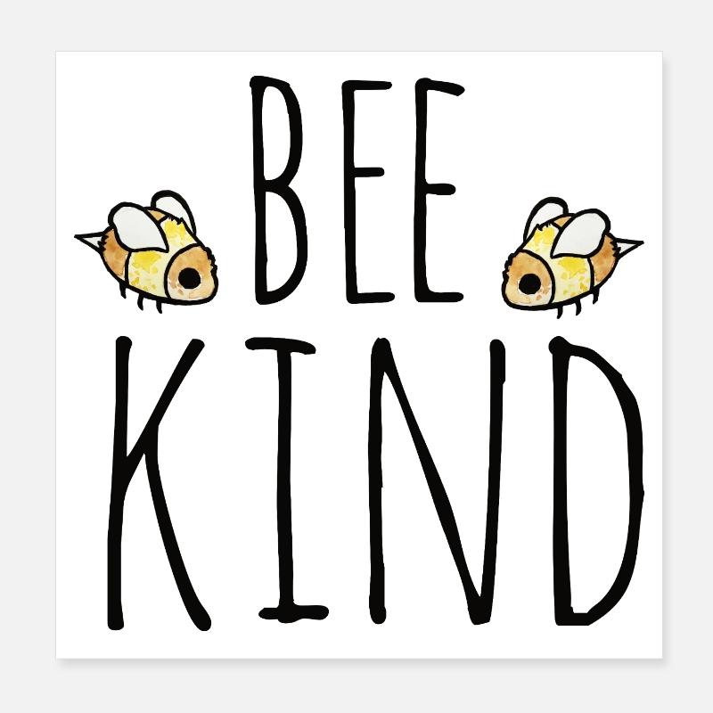 Typographie Bee Kind Poster 20 x 20 cm