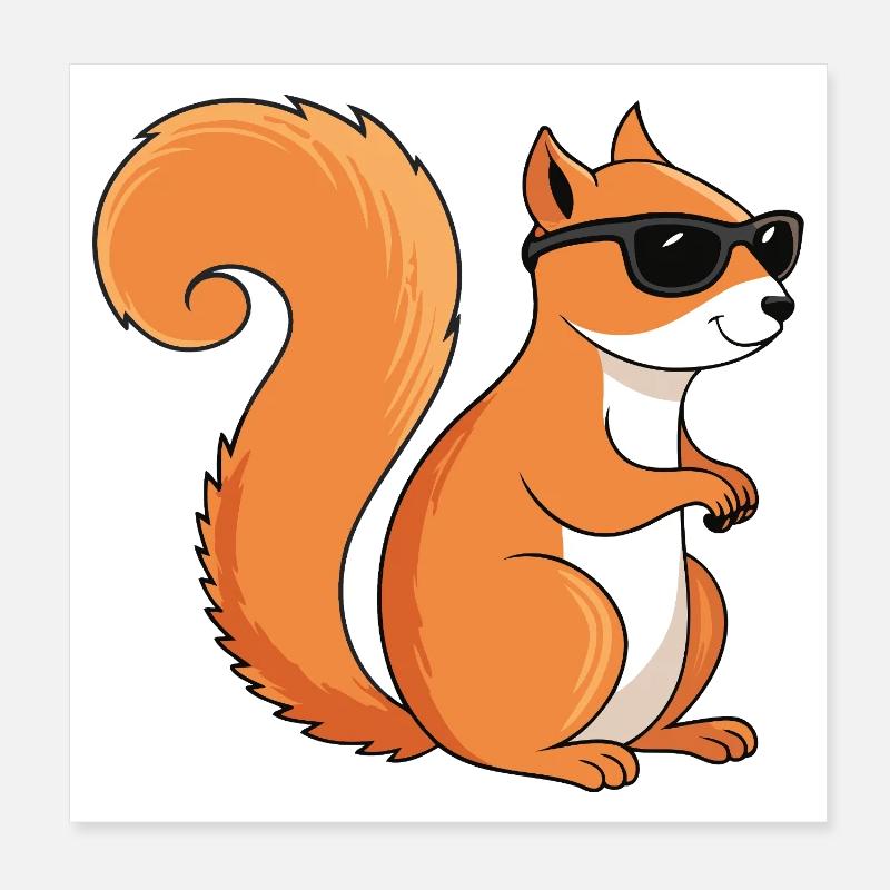 Chic Squirrel Sunglasses Poster 8" x 8" (20x20 cm)