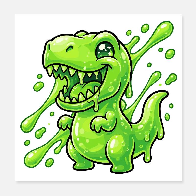 Klecksgrüner Dino Poster 20x20 cm