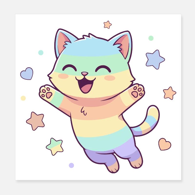 Pastellkatze Sternenfreude Poster 20x20 cm
