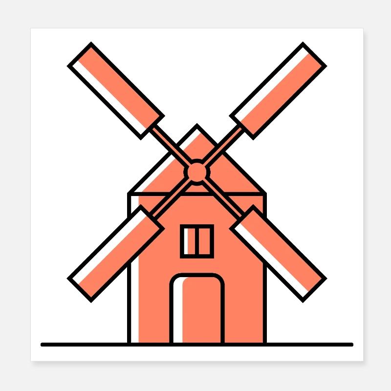 Windmühle Icon Poster 20x20 cm