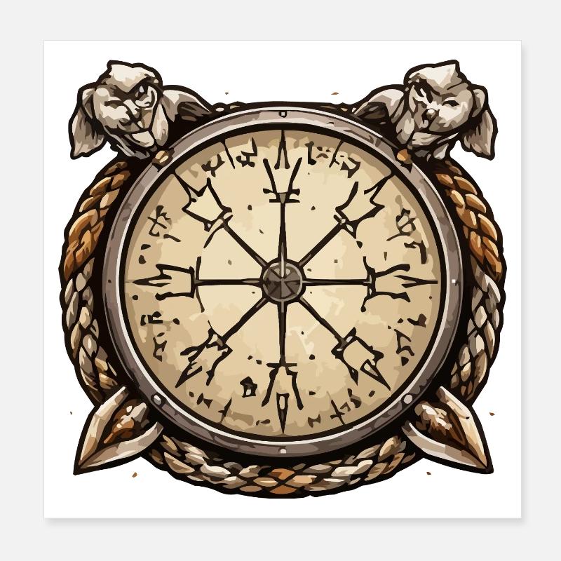 Nautischer Kompass Wikinger Poster 20x20 cm