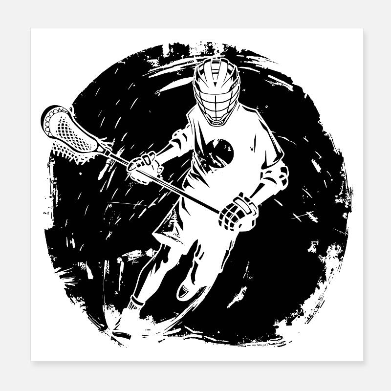 Lacrosse Player Drawing Poster 8" x 8" (20x20 cm)